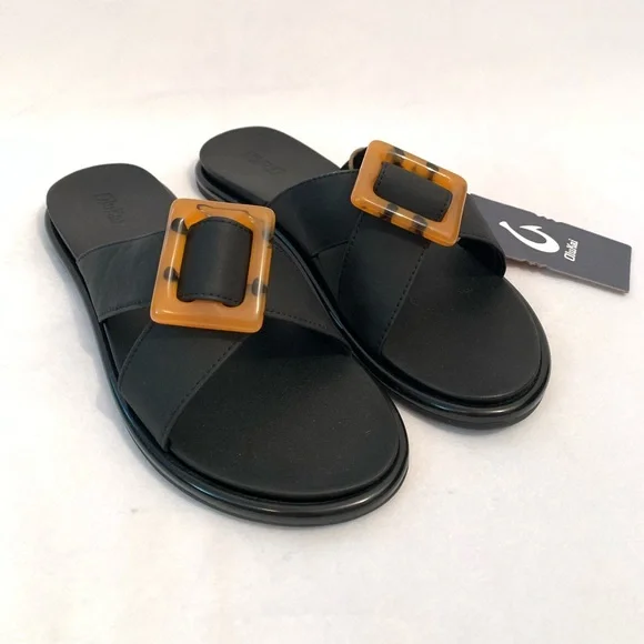 NWT olukai black la’i slide sandals size 8 islander lifestyle comfort sandal - Picture 2 of 5